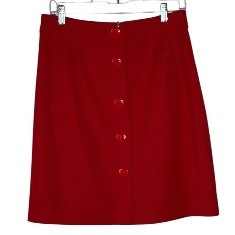Kate Spade New York Red Wool Button Front Pencil Skirt | Size 10